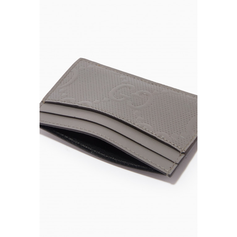 Gucci - GG Embossed Card Case in Leather Grey