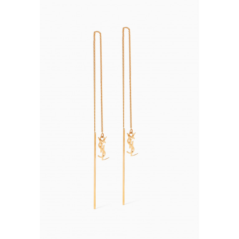 Saint Laurent - Opyum Ysl Long Threader Earrings in Metal Gold
