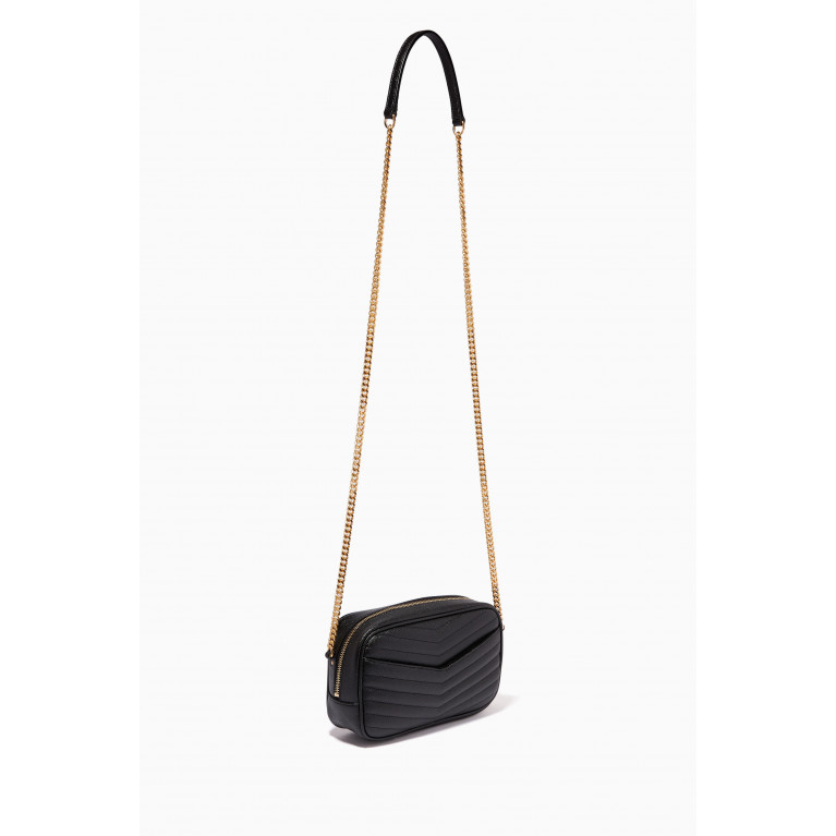Saint Laurent - Mini Lou Bag in Quilted Grain De Poudre Embossed Leather Black