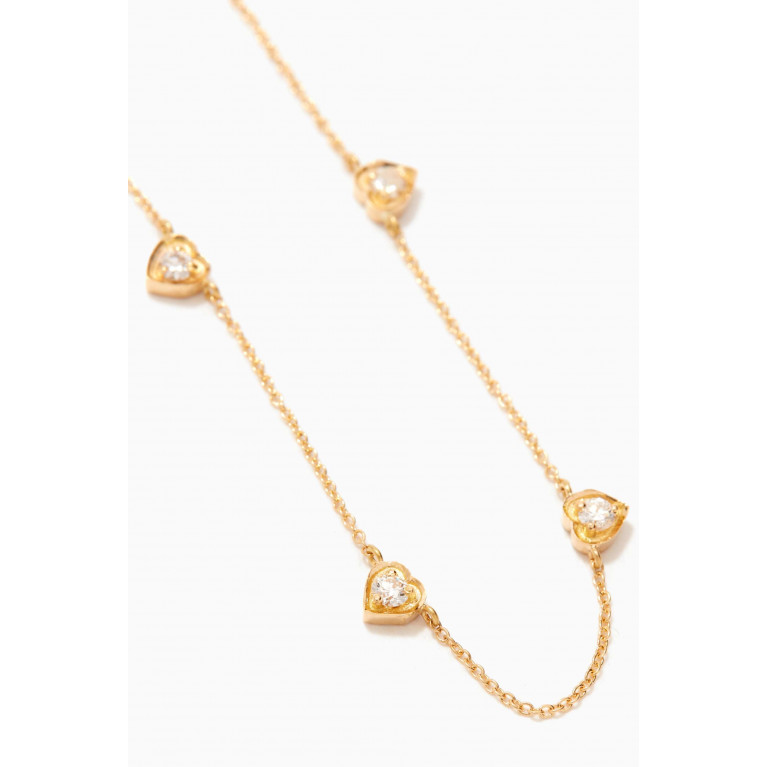 MKS Jewellery - Mini Hearts Diamond Necklace in 18kt Yellow Gold
