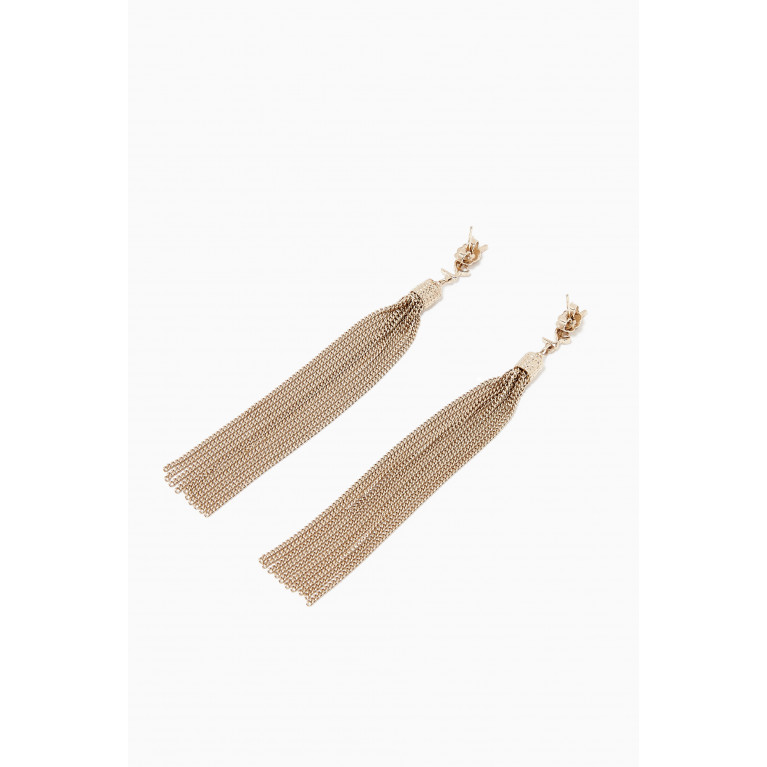 Saint Laurent - LouLou Earrings with Chain Tassels in Brass