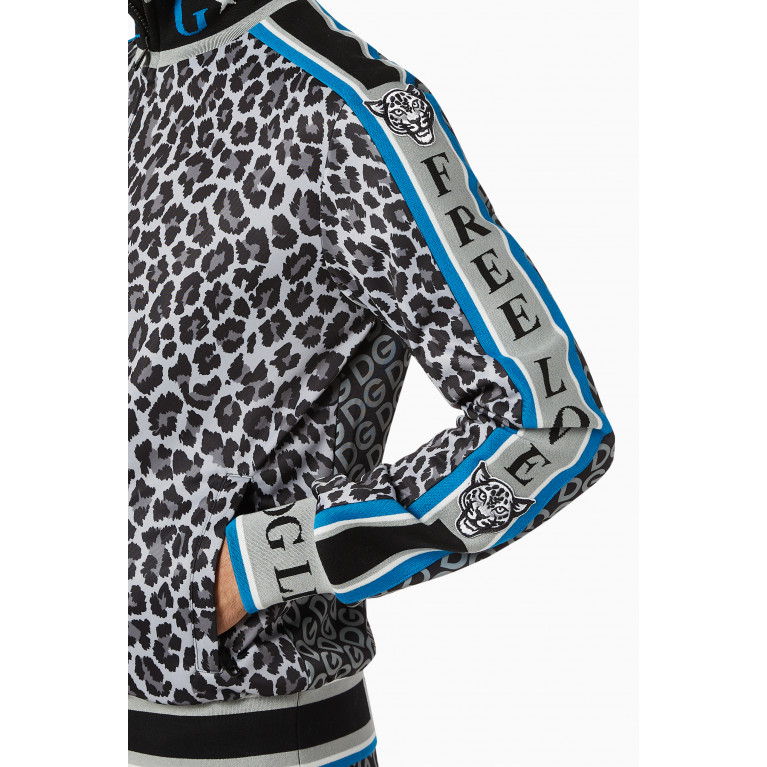 Dolce & Gabbana - Leopard Zip-Up Jersey Sweatshirt