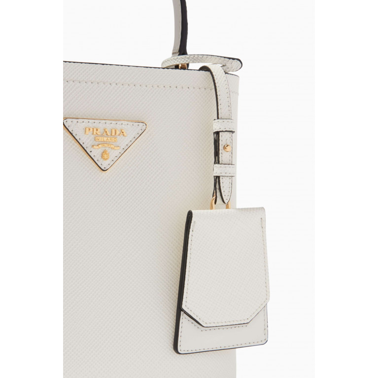 Prada - Small Prada Panier Bag in Saffiano Leather White