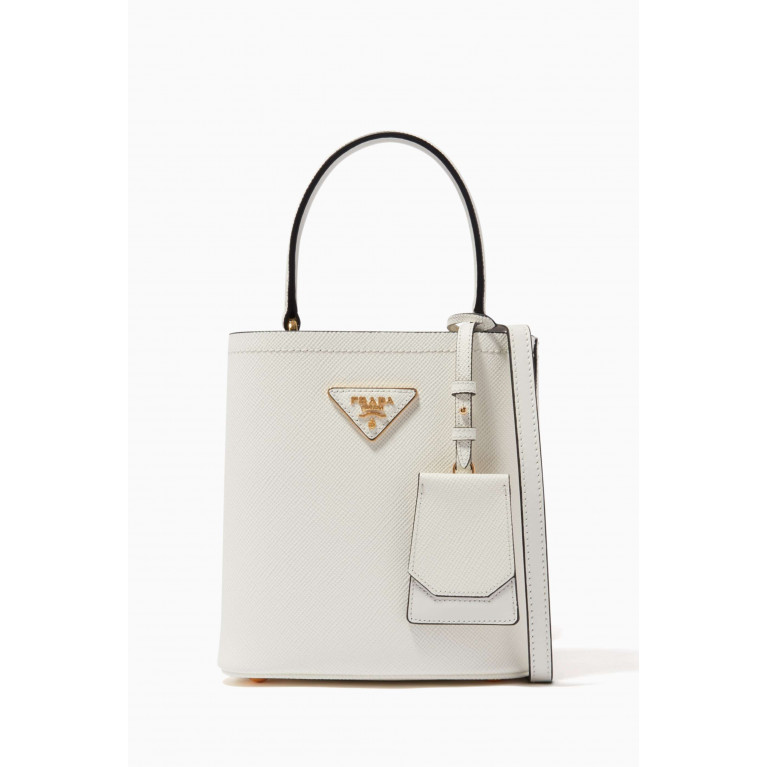 Prada - Small Prada Panier Bag in Saffiano Leather White