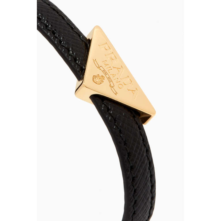 Prada - Triangle Logo Bracelet in Saffiano Leather Black