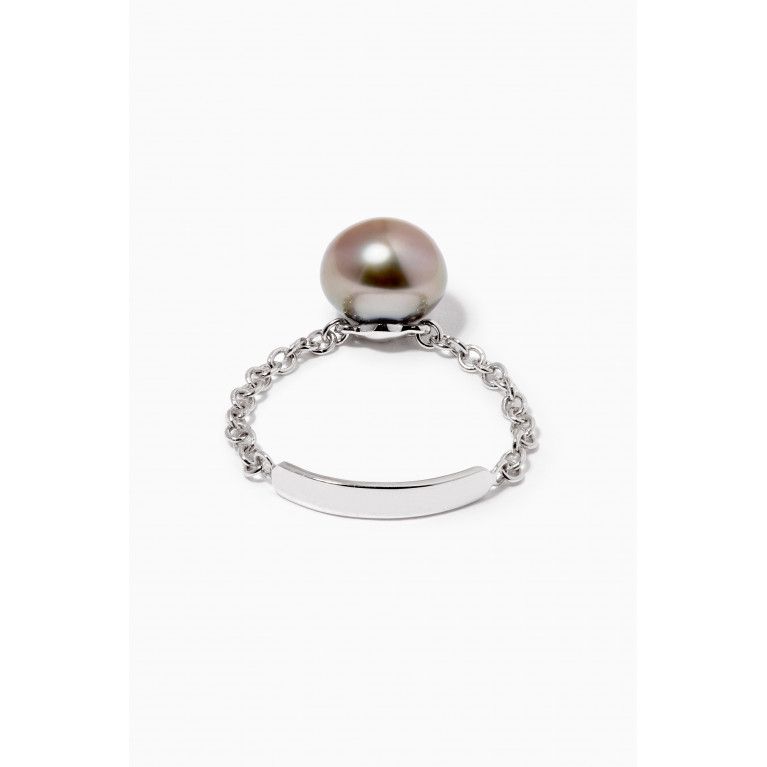 Robert Wan - Links of Love Pearl Chain Ring in 18kt White Gold Silver