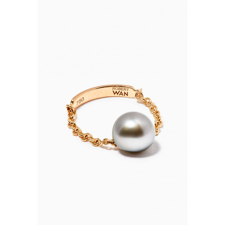 Robert Wan - Links of Love Pearl Chain Ring in 18kt Yellow Gold Yellow