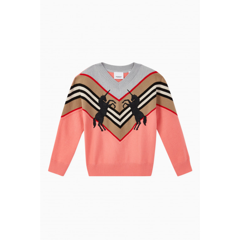 Burberry - Icon Stripe & Unicorn Technical Wool Sweater