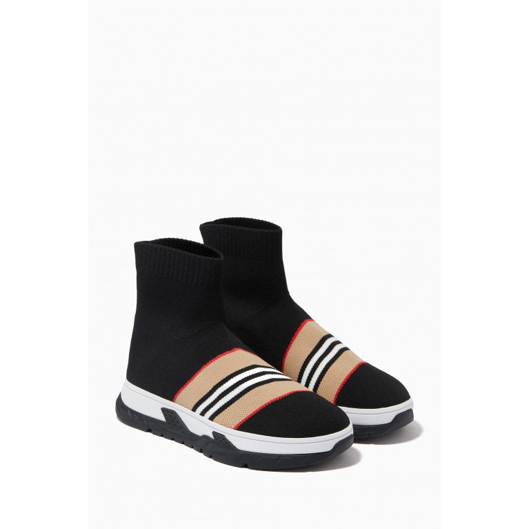 Burberry - Sock Sneakers in Icon Stripe Stretch Knit