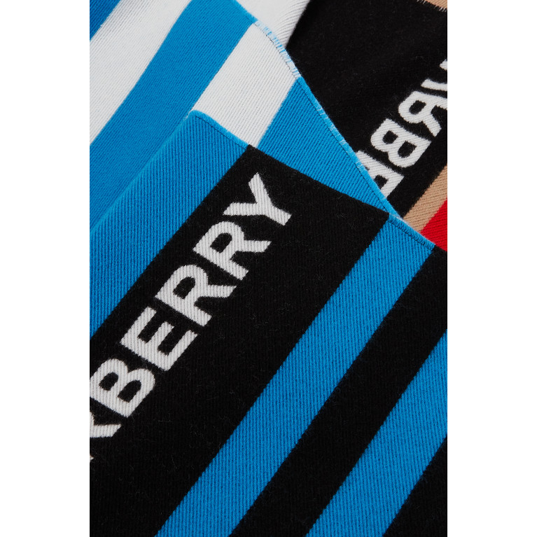 Burberry - Logo & Icon Stripe Wool Cotton Jacquard Scarf