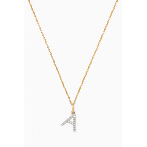 STONE AND STRAND - Large Pavé Diamond Initial Charm Necklace in 14kt Yellow Gold