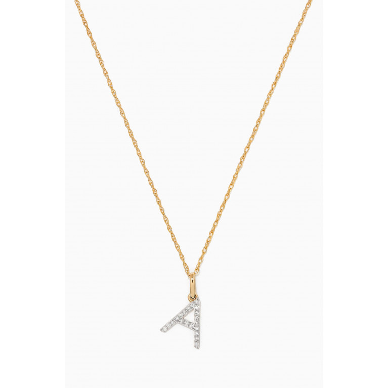 STONE AND STRAND - Large Pavé Diamond Initial Charm Necklace in 14kt Yellow Gold