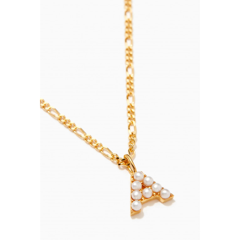 Otiumberg - Pearl Alphabet Pendant on the Figaro Chain in Yellow Gold Vermeil