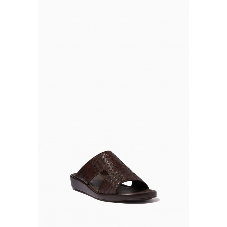 Private Collection - Western Arca Sandals in Croc-Embossed Python Leather