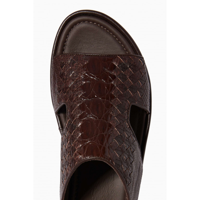 Private Collection - Western Arca Sandals in Croc-Embossed Python Leather