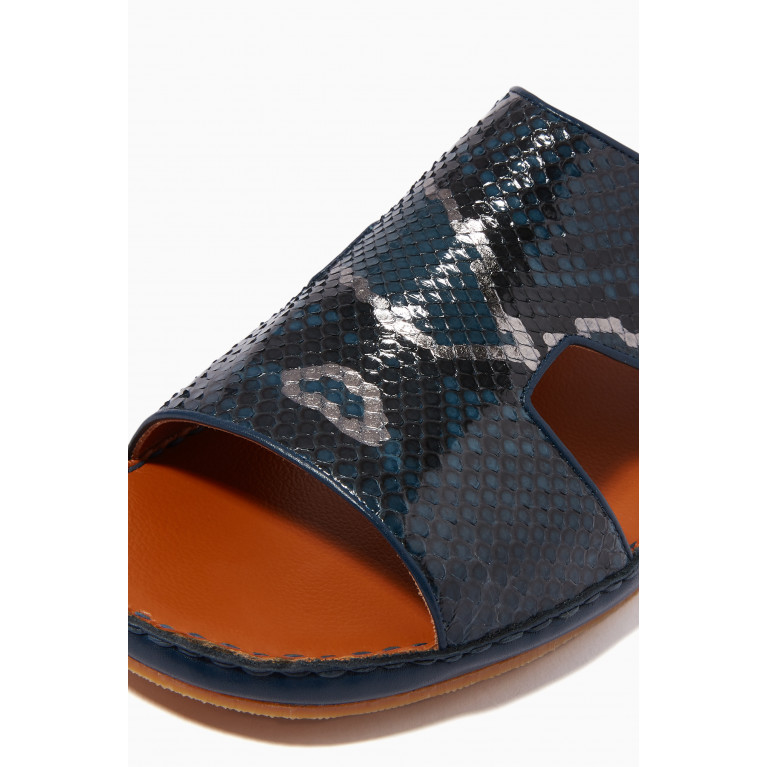 Private Collection - Western Arca Sandals in Python Leather Blue