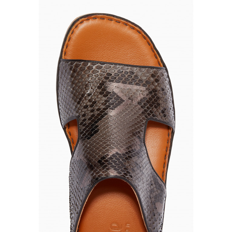 Private Collection - Western Arca Sandals in Python Leather Grey