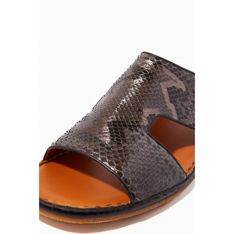 Private Collection - Western Arca Sandals in Python Leather Grey