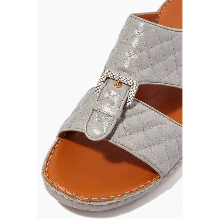 Private Collection - Cinghia Sandals in Matelassé Goatskin Leather Grey