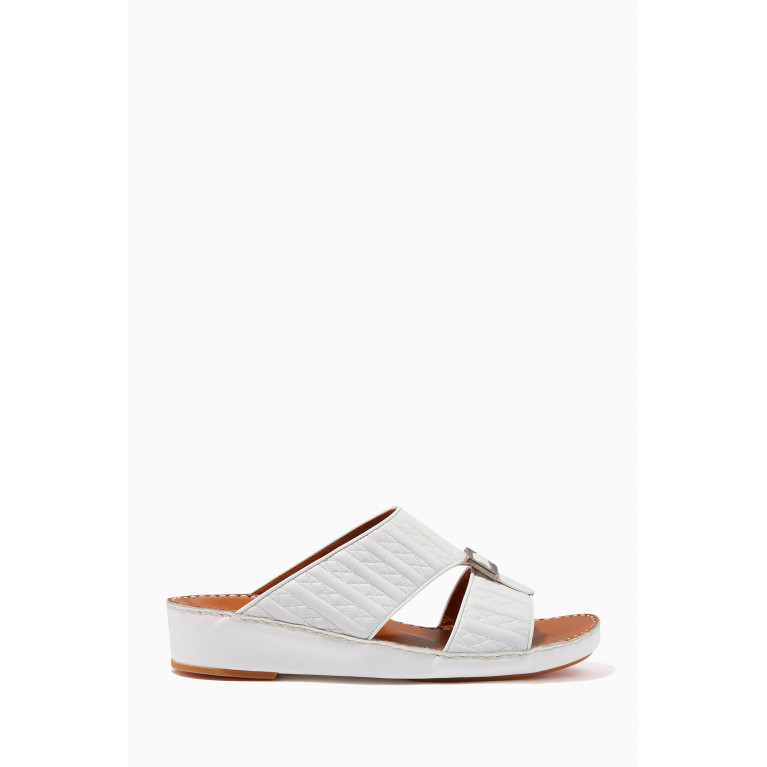 Private Collection - Quadratura Sandals in Matelassé Lambskin Leather White