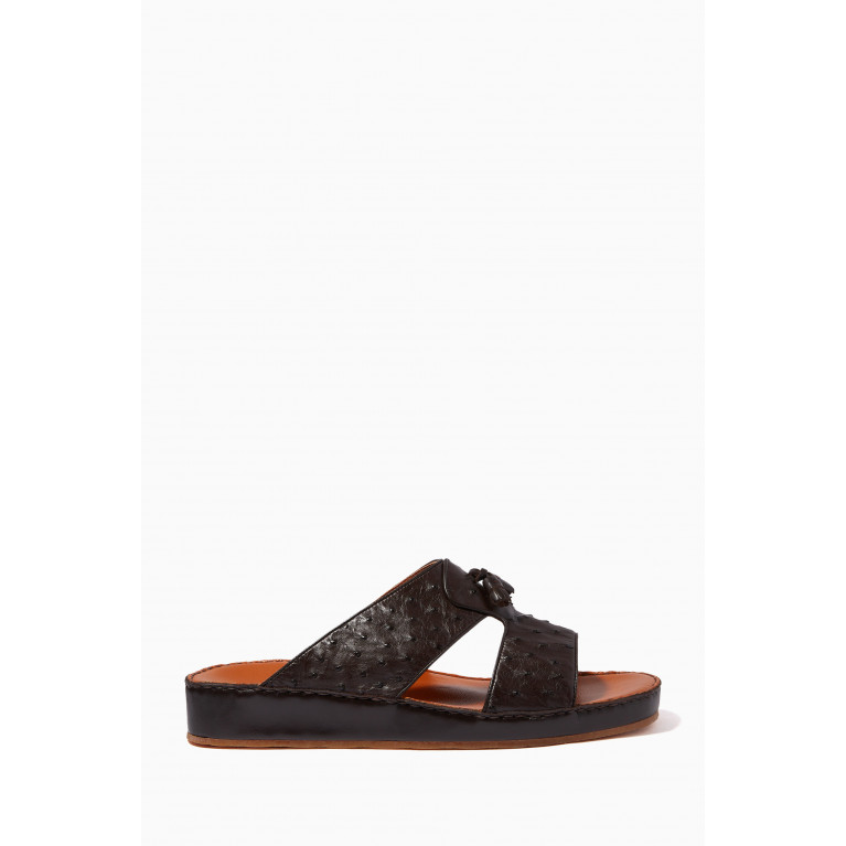 Private Collection - Inclinato Arca Sandals in Ostrich Leather Brown