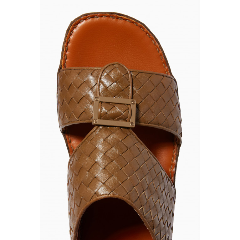 Private Collection - Inclinato Quadratura Treece Sandals in Softcalf Green
