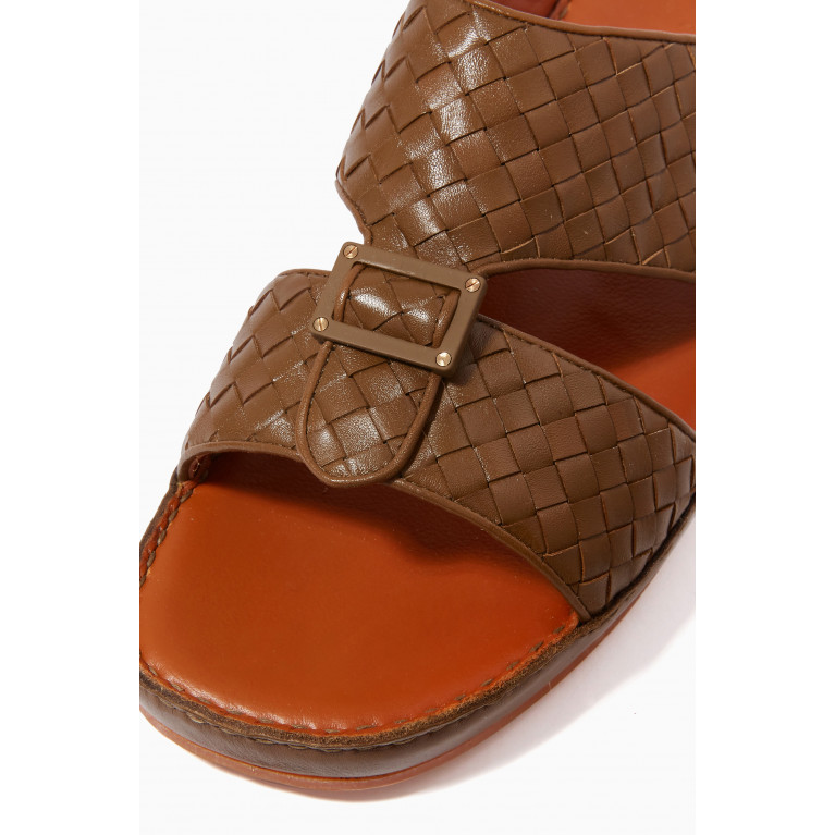Private Collection - Inclinato Quadratura Treece Sandals in Softcalf Green