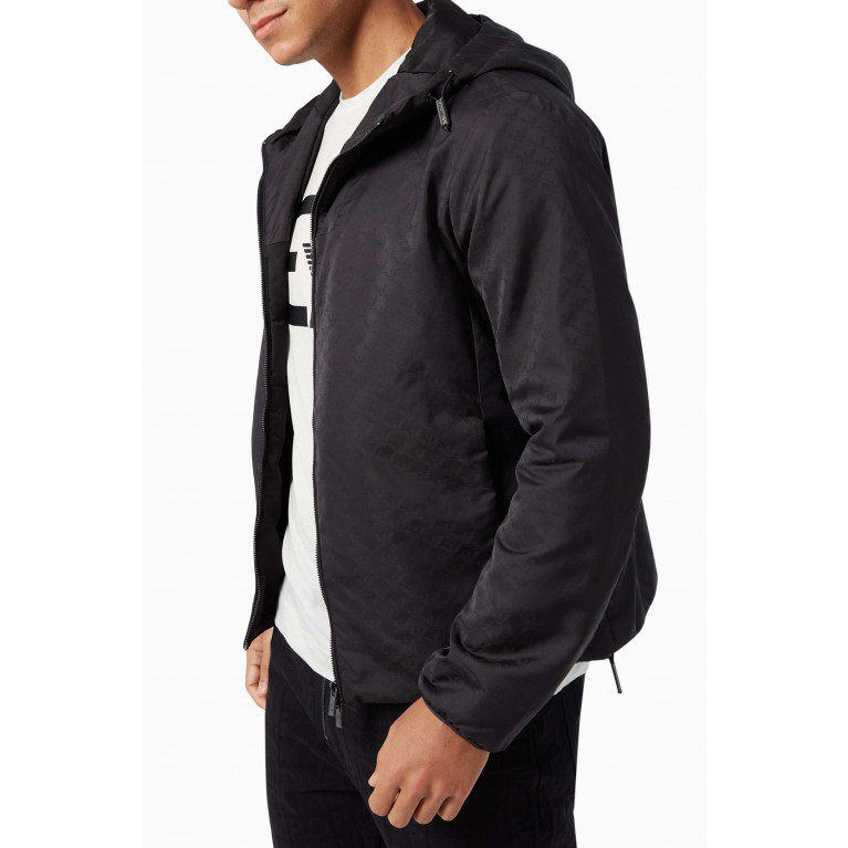 Emporio Armani - EA Monogram Hooded Nylon Jacket Black