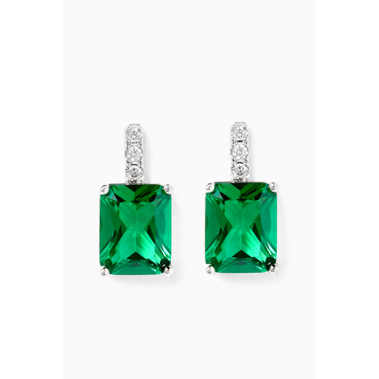 CZ by Kenneth Jay Lane - CZ with Emerald Drop Earrings Green