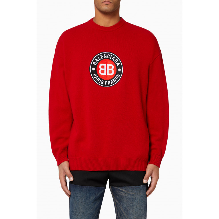 Balenciaga - Club Logo Crewneck Sweater in Cashmere & Wool