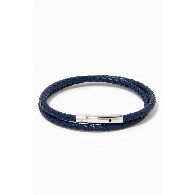 Roderer - Matteo Double Tour Bracelet in Woven Leather Blue