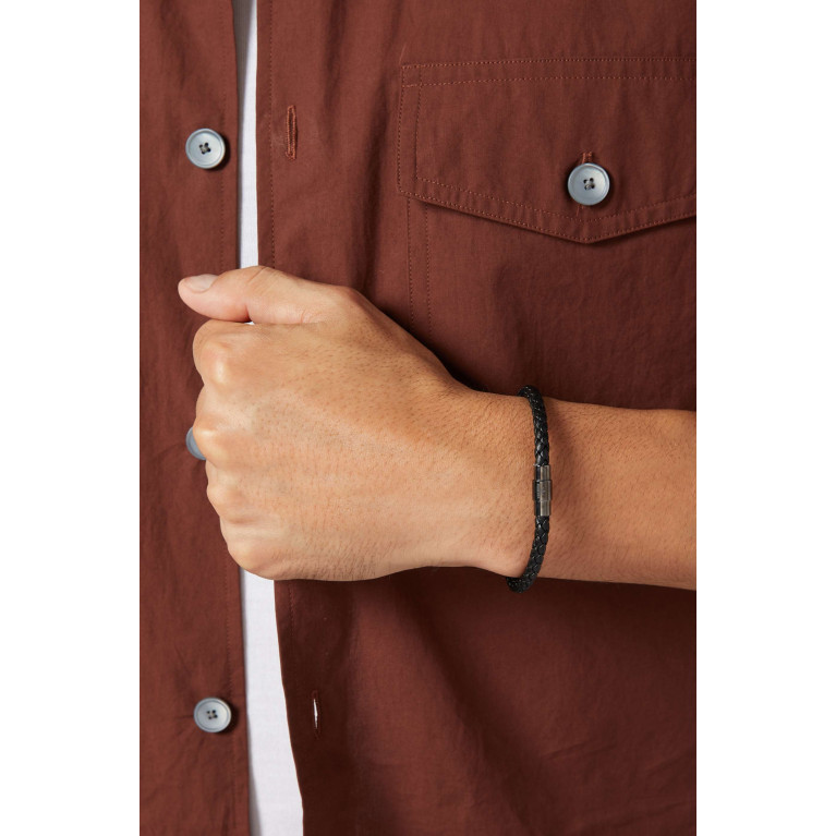 Roderer - Sergio Leather Bracelet in Woven Grain Leather Black