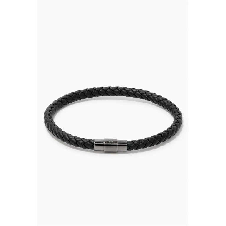 Roderer - Sergio Leather Bracelet in Woven Grain Leather Black