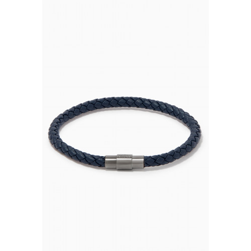 Roderer - Sergio Leather Bracelet in Woven Grain Leather Blue