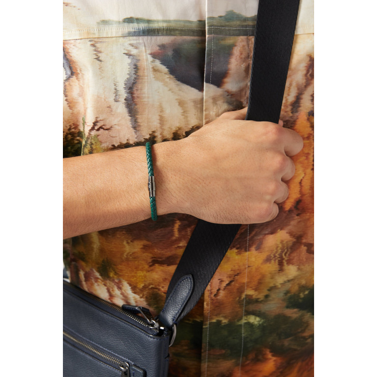 Roderer - Sergio Leather Bracelet in Woven Grain Leather Green