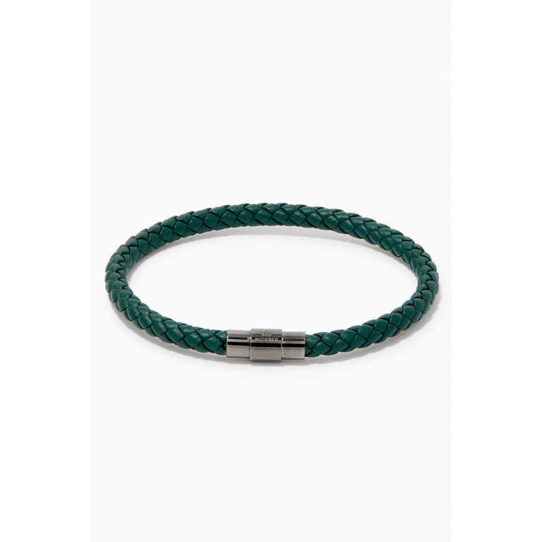 Roderer - Sergio Leather Bracelet in Woven Grain Leather Green