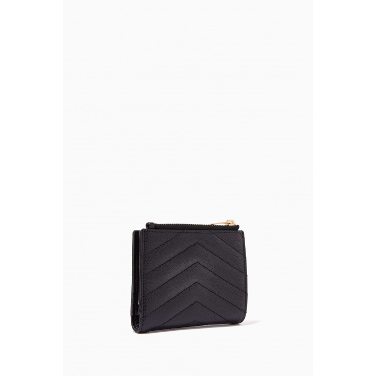 Saint Laurent - Cassandre Zipped Card Case in Matelassé Leather Black