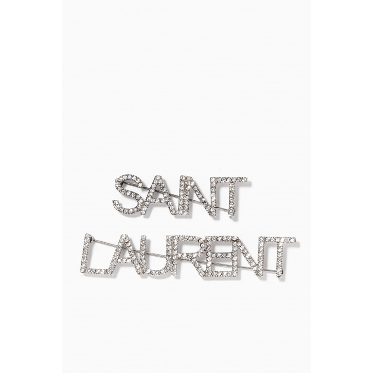 Saint Laurent - Saint Laurent Brooches in Brass & Crystal, Set of 2