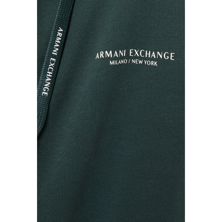 Armani Exchange - Logo Zipped Hoodie in Cotton Green