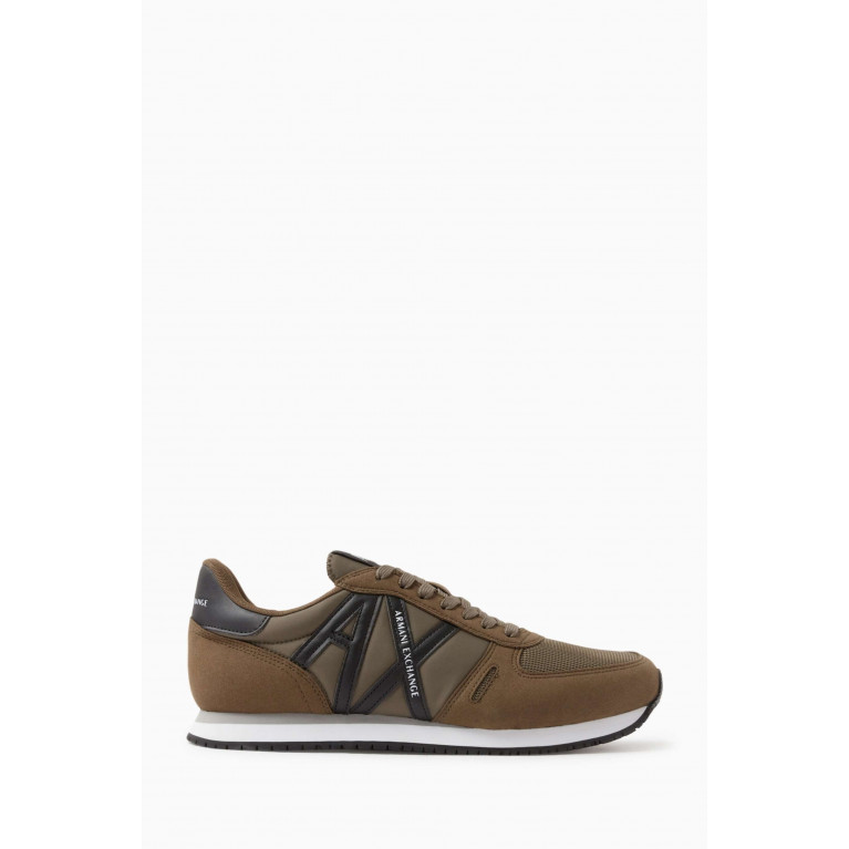 Armani Exchange - AX Icon Sneakers in Suede & Mesh Brown