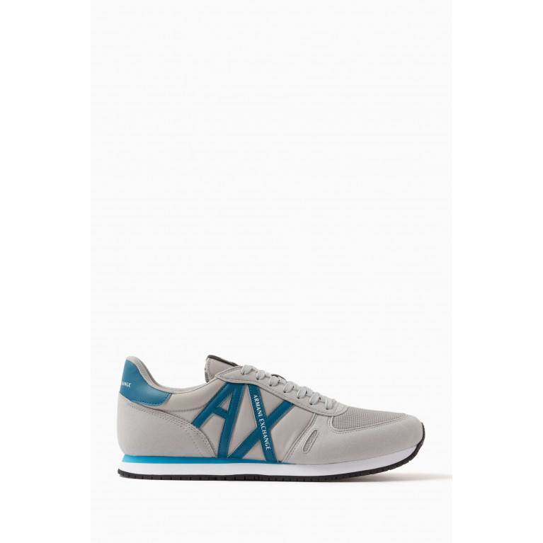 Armani Exchange - AX Icon Sneakers in Suede & Mesh Grey