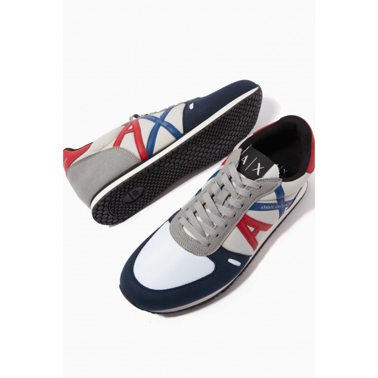 Armani Exchange - AX Icon Sneakers in Suede & Mesh Blue