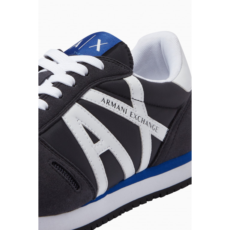 Armani - AX Icon Sneakers in Suede & Mesh Blue