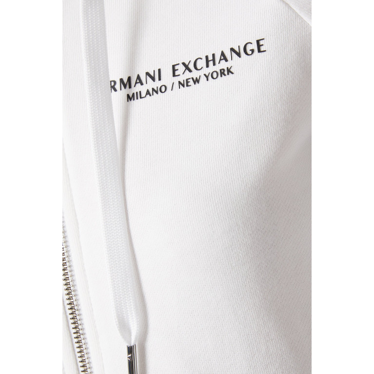 Armani Exchange - Logo Zip Hoodie in Cotton Terry White