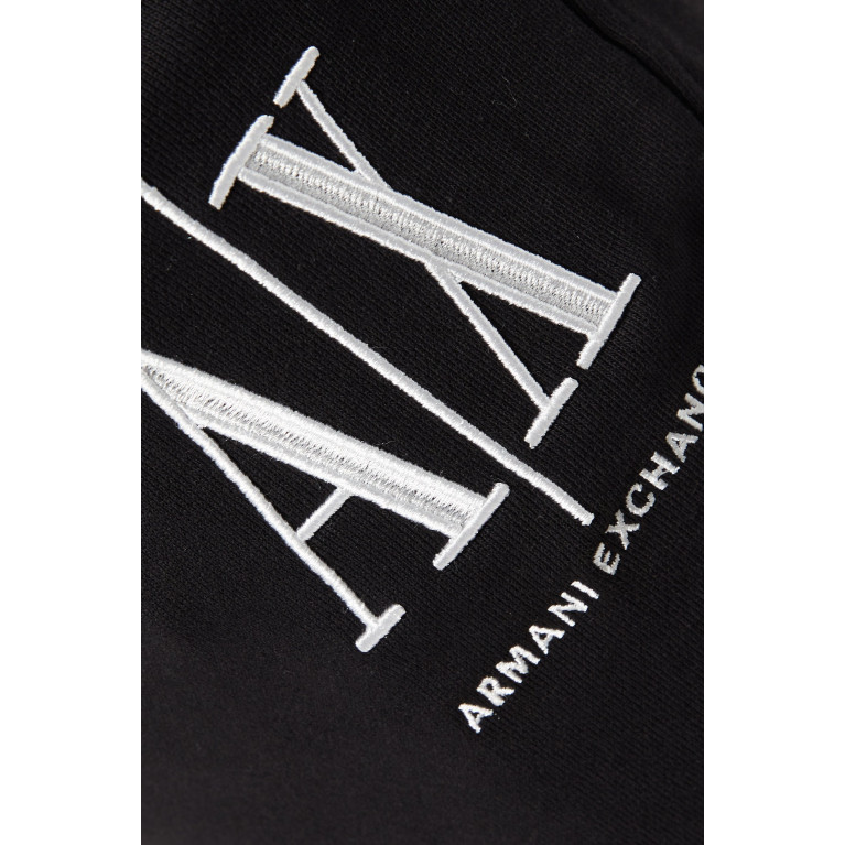 Armani Exchange - Logo Embroidery Cotton Shorts Black