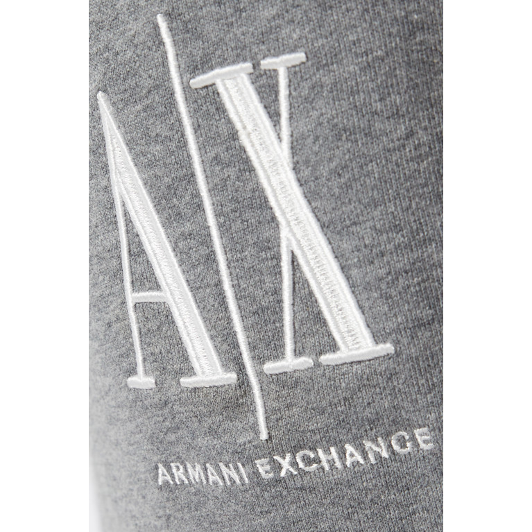 Armani Exchange - Logo Embroidery Cotton Shorts Grey