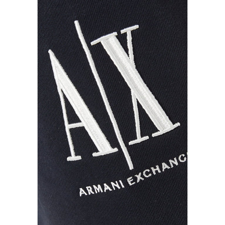 Armani Exchange - Logo Embroidery Cotton Shorts Blue