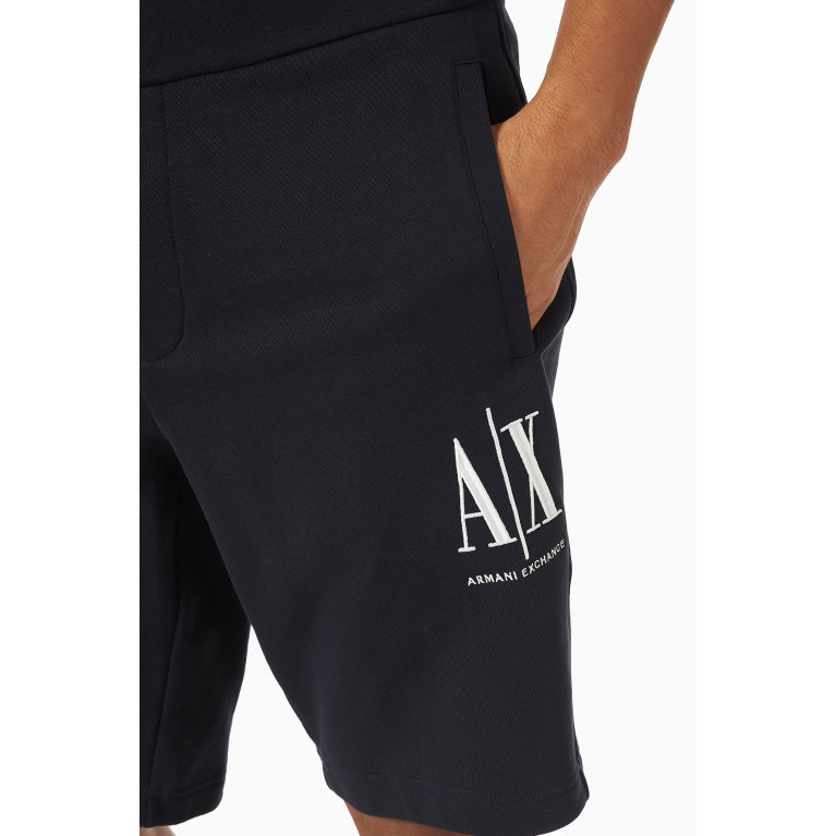 Armani Exchange - Logo Embroidery Cotton Shorts Blue