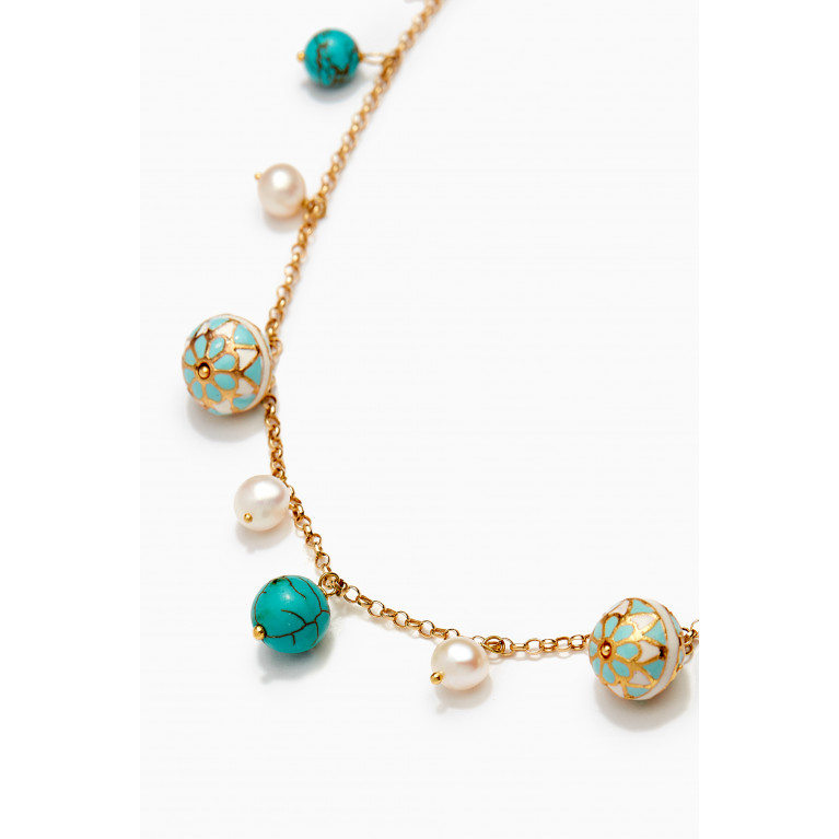 M's Gems - Feroza Charm Necklace in 18kt Gold