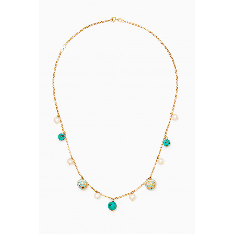 M's Gems - Feroza Charm Necklace in 18kt Gold